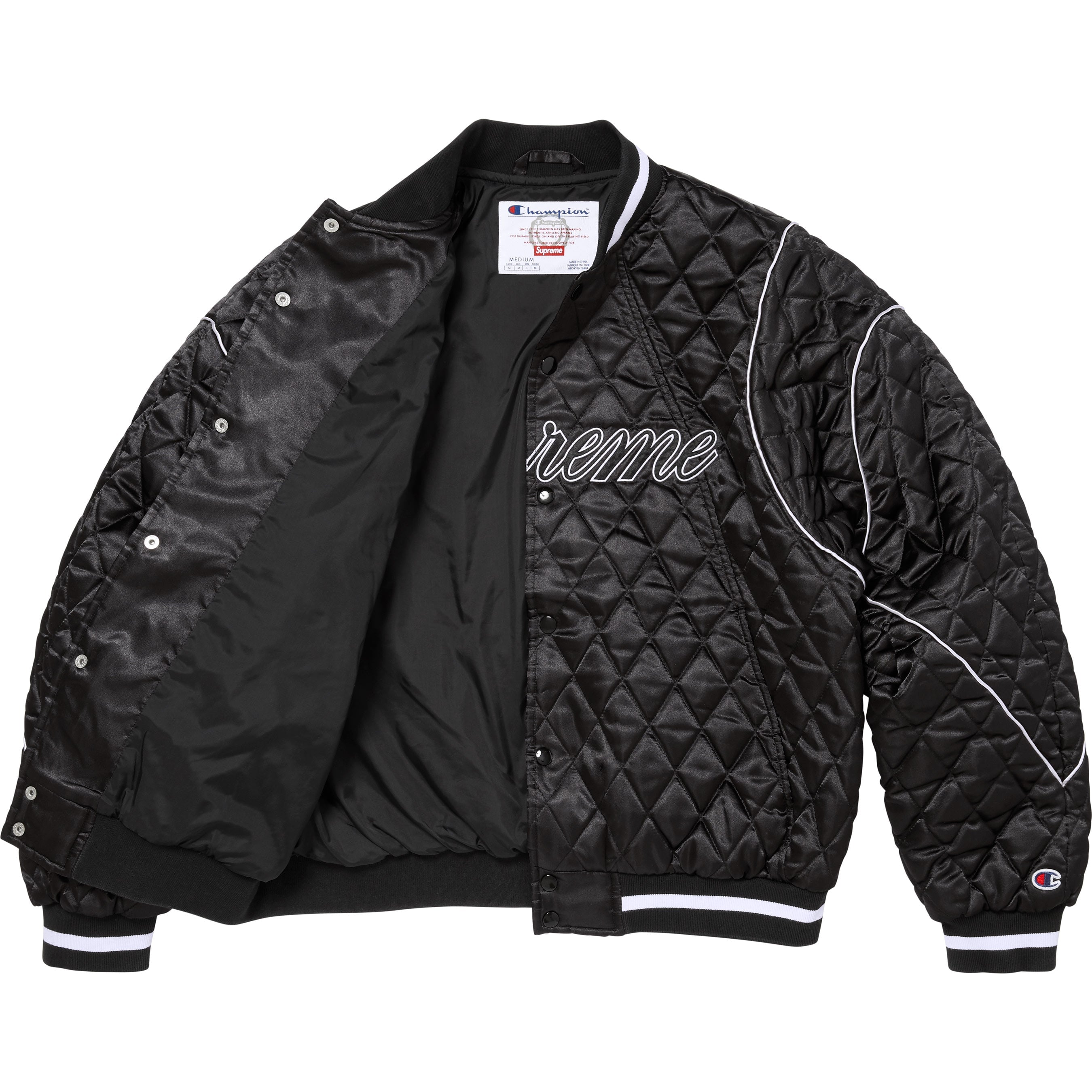 Supreme®/Champion® Quilted Satin Varsity Jacket view 4